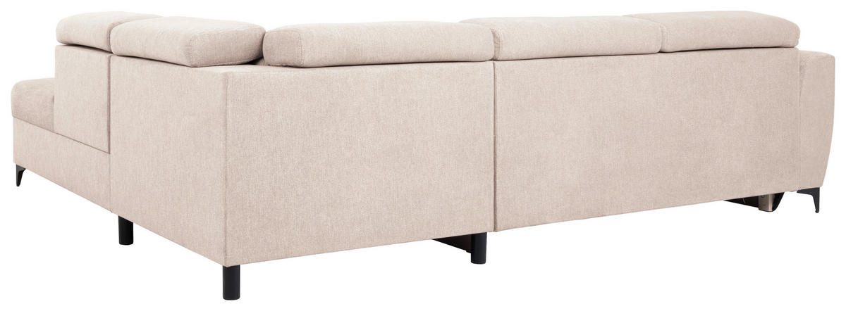 ECKSOFA Creme Velours  - Creme/Schwarz, KONVENTIONELL, Textil/Metall (255/217cm) - Carryhome
