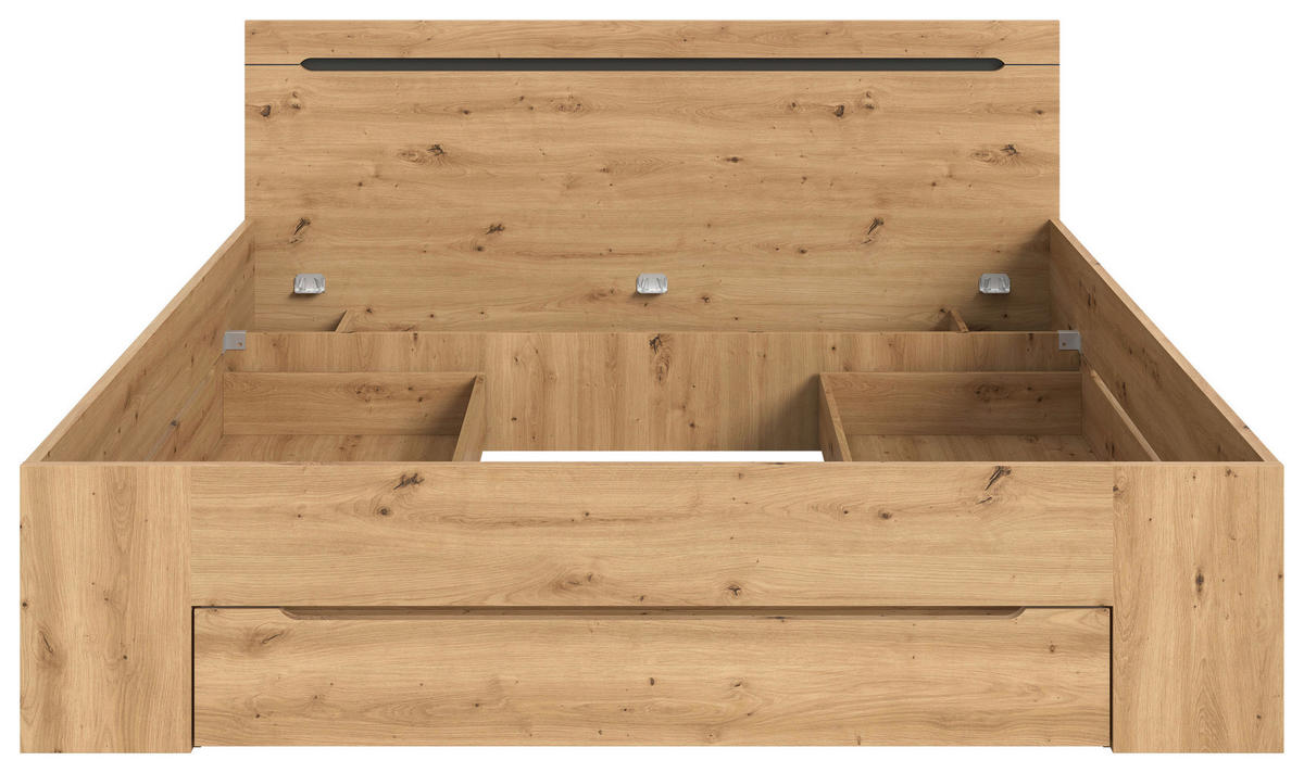 BETT 180/200 cm,  in Grau, Eiche Artisan, Bettschubladen,  - Eiche Artisan/Grau, MODERN (180/200cm) - MID.YOU