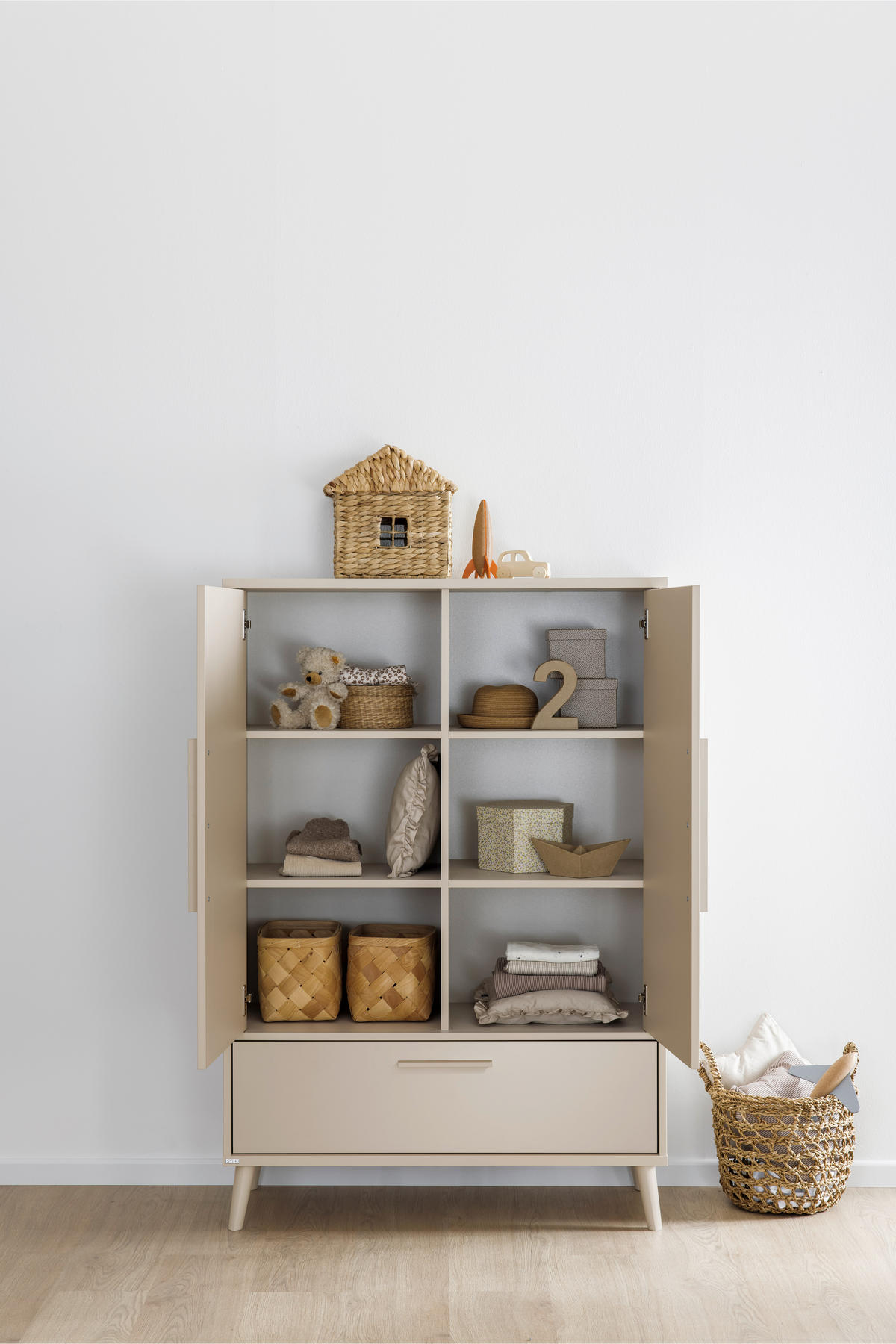 STOJEČ REGAL bež  - bež, Basics, umetna masa/leseni material (95/139cm) - Paidi