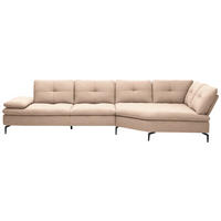 ECKSOFA in Flachgewebe Hellbraun  344/157 cm  - Hellbraun/Schwarz, Design, Textil/Metall (344/157cm) - Chilliano