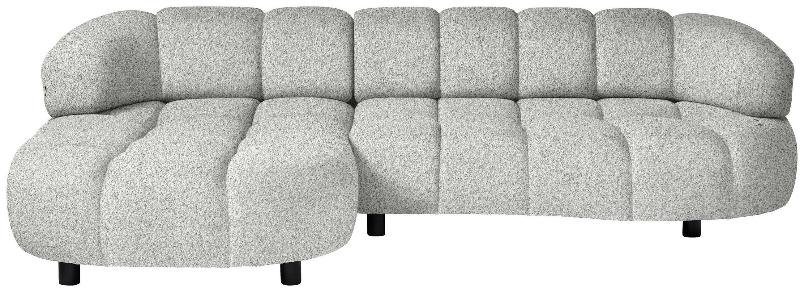 ECKSOFA Silberfarben Webstoff  - Silberfarben/Schwarz, Design, Holz/Textil (183/284cm) - Welnova