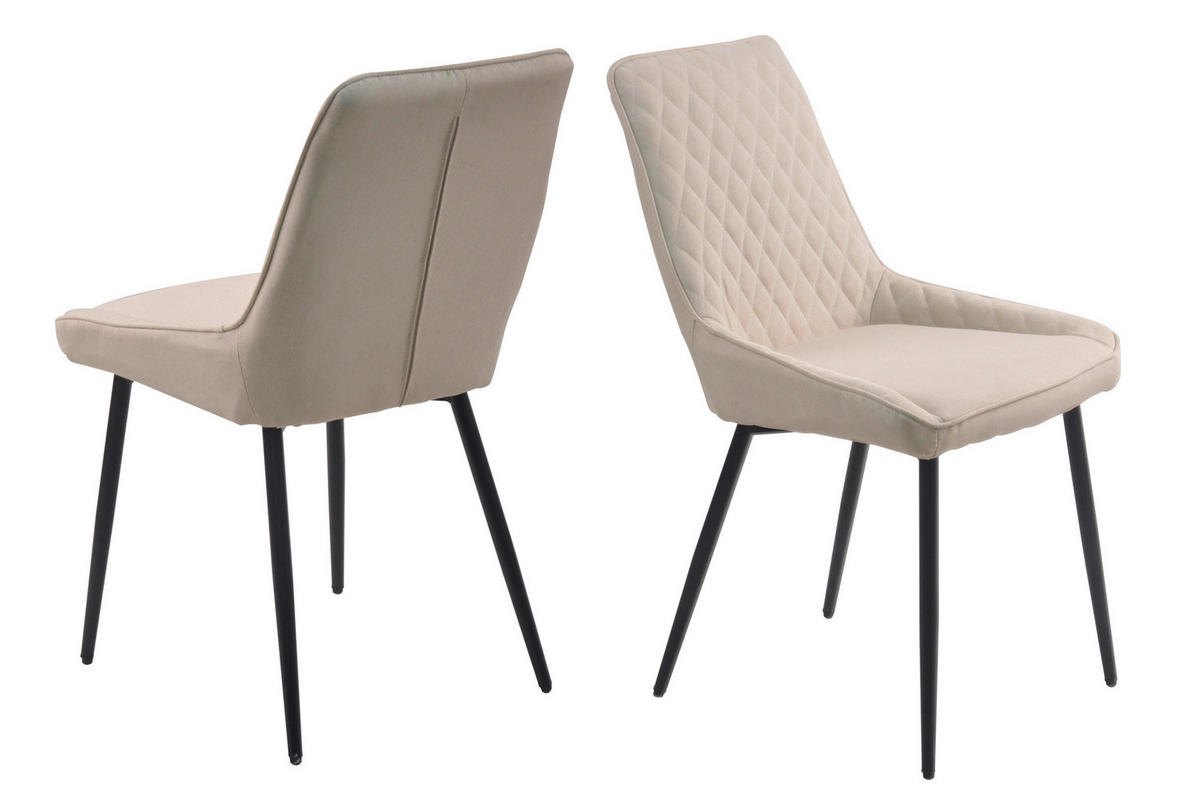 STUHL-SET 2 Stück  in Textil  - Beige/Schwarz, Design, Textil/Metall (52/86/56cm) - Livetastic