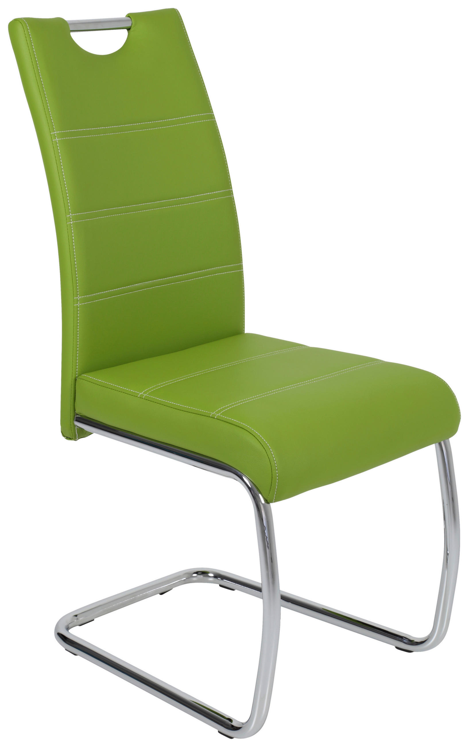 SCHWINGSTUHL  in Lederlook  - Chromfarben/Weiß, Design, Textil/Metall (43/98/59cm) - Carryhome