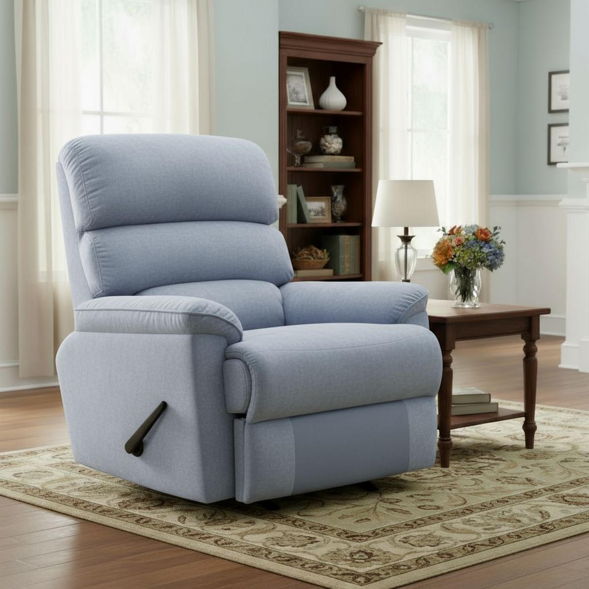 SCHAUKELSTUHL in Samt Blau  - Blau/Schwarz, MODERN, Textil/Metall (90/105/100cm) - MID.YOU