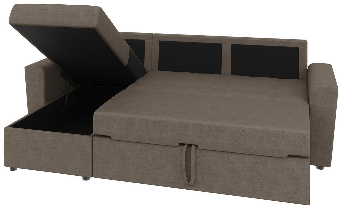 ECKSOFA TERMOLI in Jacquard Taupe  155/231 cm  - Taupe/Schwarz, Design, Kunststoff/Textil (155/231cm) - MID.YOU