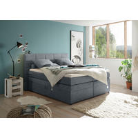 BOXSPRINGBETT 180/200 cm,  in Anthrazit, Matratze, Bettkasten, Topper, H2 = mittel  - Anthrazit, KONVENTIONELL, Kunststoff/Textil (180/200cm) - MID.YOU