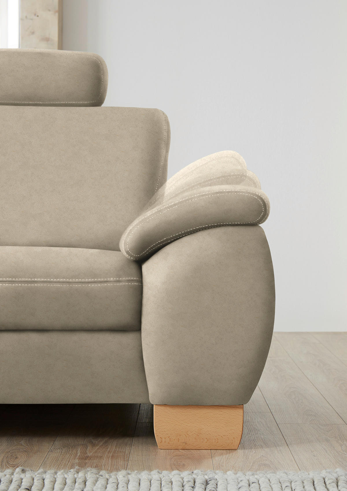 ECKSOFA in Mikrofaser Naturfarben  - Wildeiche/Beige, Konventionell, Holz/Textil (236/286cm) - Voleo