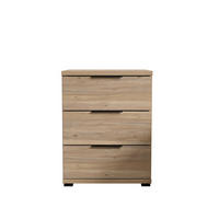 NOČNA OMARICA, barve hrasta  - črna/barve hrasta, Moderno, umetna masa/leseni material (46/61/42cm) - Boxxx