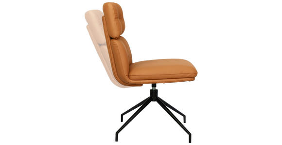 STUHL Echtleder Schwarz, Cognac  - Cognac/Schwarz, Design, Leder/Metall (50/92/64,5cm) - Dieter Knoll