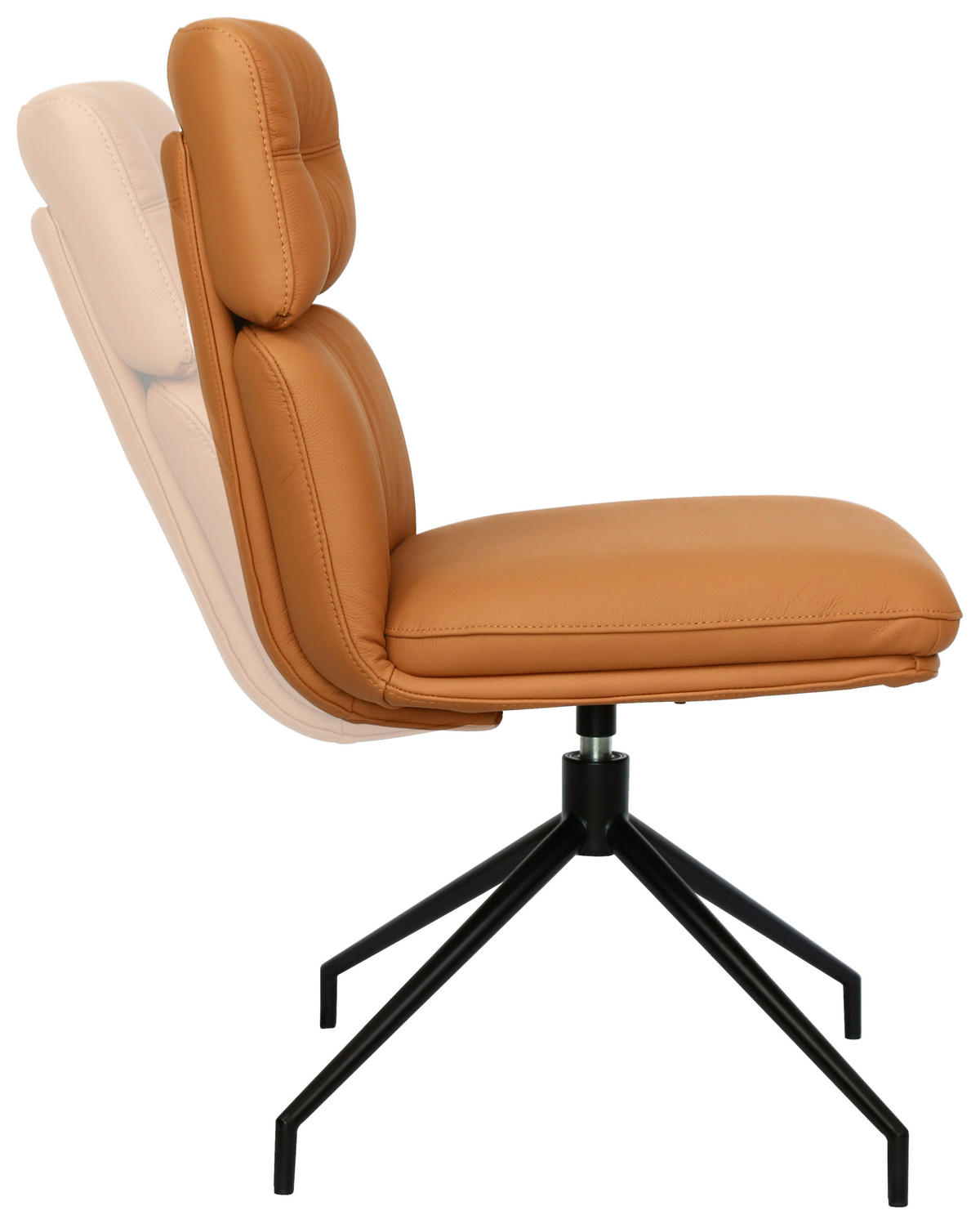 STUHL Echtleder Schwarz, Cognac  - Cognac/Schwarz, Design, Leder/Metall (50/92/64,5cm) - Dieter Knoll