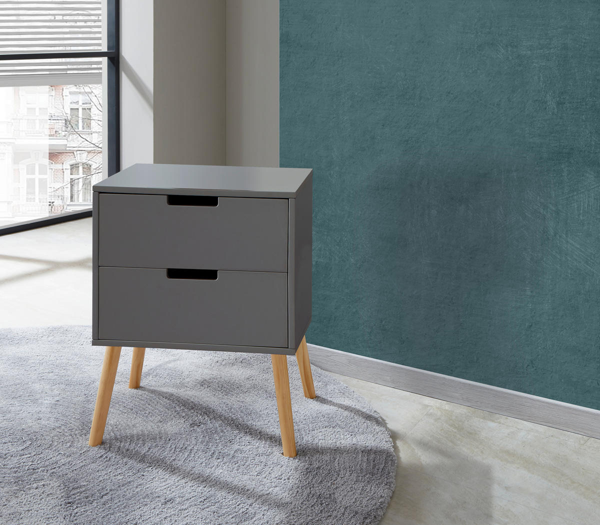 ÉJJELISZEKRÉNY tömör feketefenyő szürke, natúr  - natúr/szürke, Design, faalapú anyag/fa (40/60/30cm) - Xora