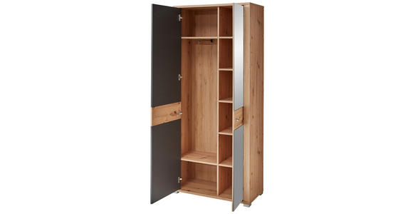 GARDEROBE 223/199/38 cm  - Graphitfarben/Eiche Artisan, Design, Holzwerkstoff/Textil (223/199/38cm) - Xora