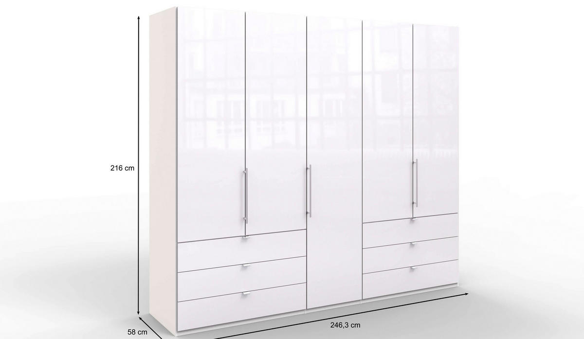 FALTTÜRENSCHRANK in Weiss  - Chromfarben/Weiss, Konventionell, Glas/Holzwerkstoff (250/216/58cm) - Venda