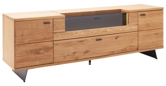 LOWBOARD Wildeiche  210/70/50 cm  - Wildeiche/Anthrazit, Natur, Glas/Holz (210/70/50cm) - Linea Natura