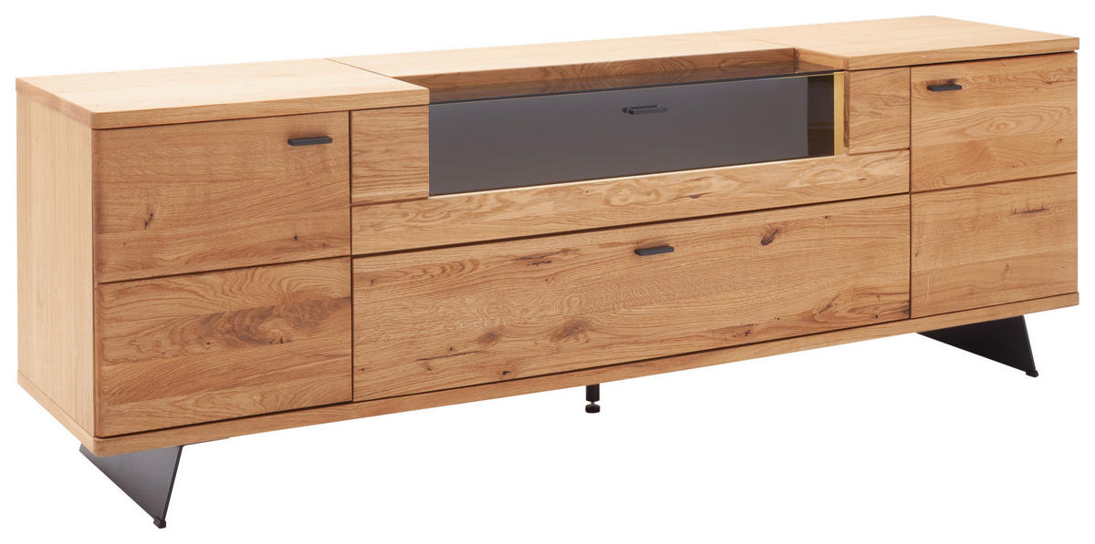 LOWBOARD Wildeiche  210/70/50 cm  - Wildeiche/Anthrazit, Natur, Glas/Holz (210/70/50cm) - Linea Natura