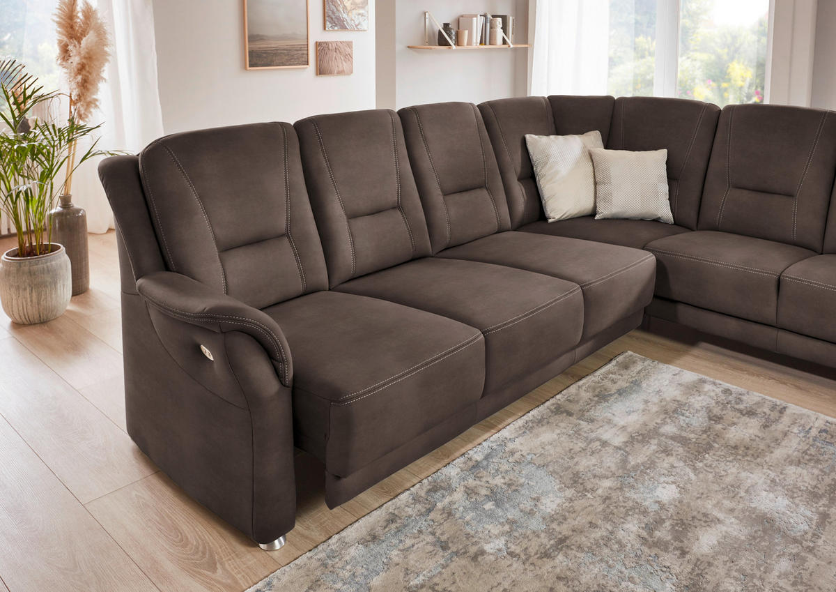 ECKSOFA in Mikrofaser Graubraun  275/223 cm  - Graubraun/Beige, KONVENTIONELL, Textil/Metall (275/223cm) - Beldomo Comfort