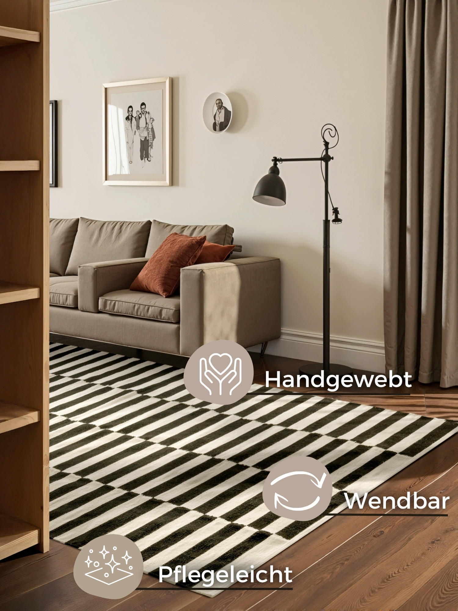 HANDWEBTEPPICH 200/300 cm Donna Schwarz, Weiß  - Schwarz/Weiß, Basics, Textil (200/300cm)