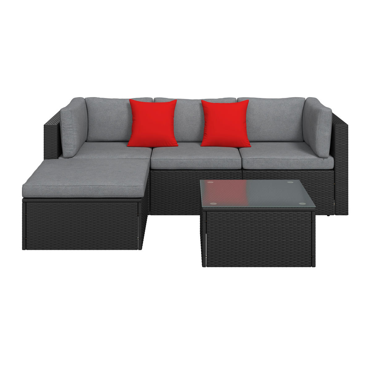 LOUNGEGARNITUR 144/209 cm Stahl  - Rot/Schwarz, Design, Kunststoff/Textil (144/209cm) - Ambia Garden