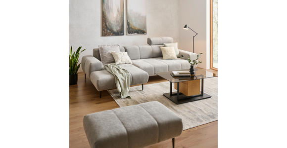 ECKSOFA inkl. Funktionen Grau Chenille  - Schwarz/Grau, Design, Textil/Metall (167/311cm) - Xora