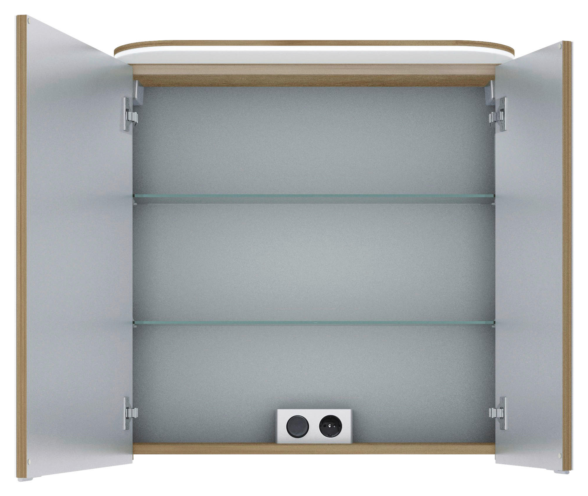 SPIEGELSCHRANK 70/72,3/17 cm  - Chromfarben/Eichefarben, KONVENTIONELL, Glas/Holzwerkstoff (70/72,3/17cm) - Pelipal