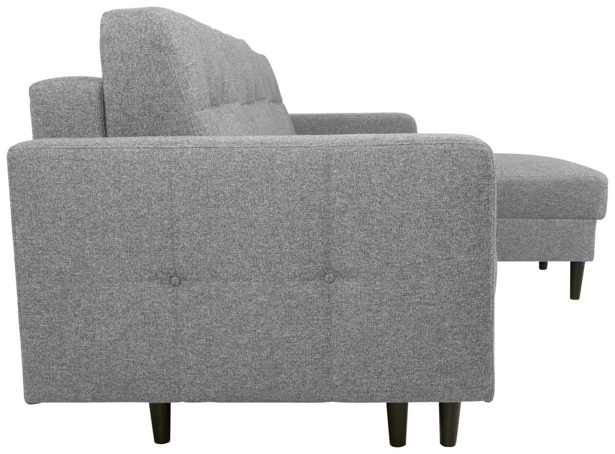 ECKSOFA in Flachgewebe Dunkelgrau  - Dunkelgrau/Schwarz, Konventionell, Holz/Textil (223/157cm) - MID.YOU