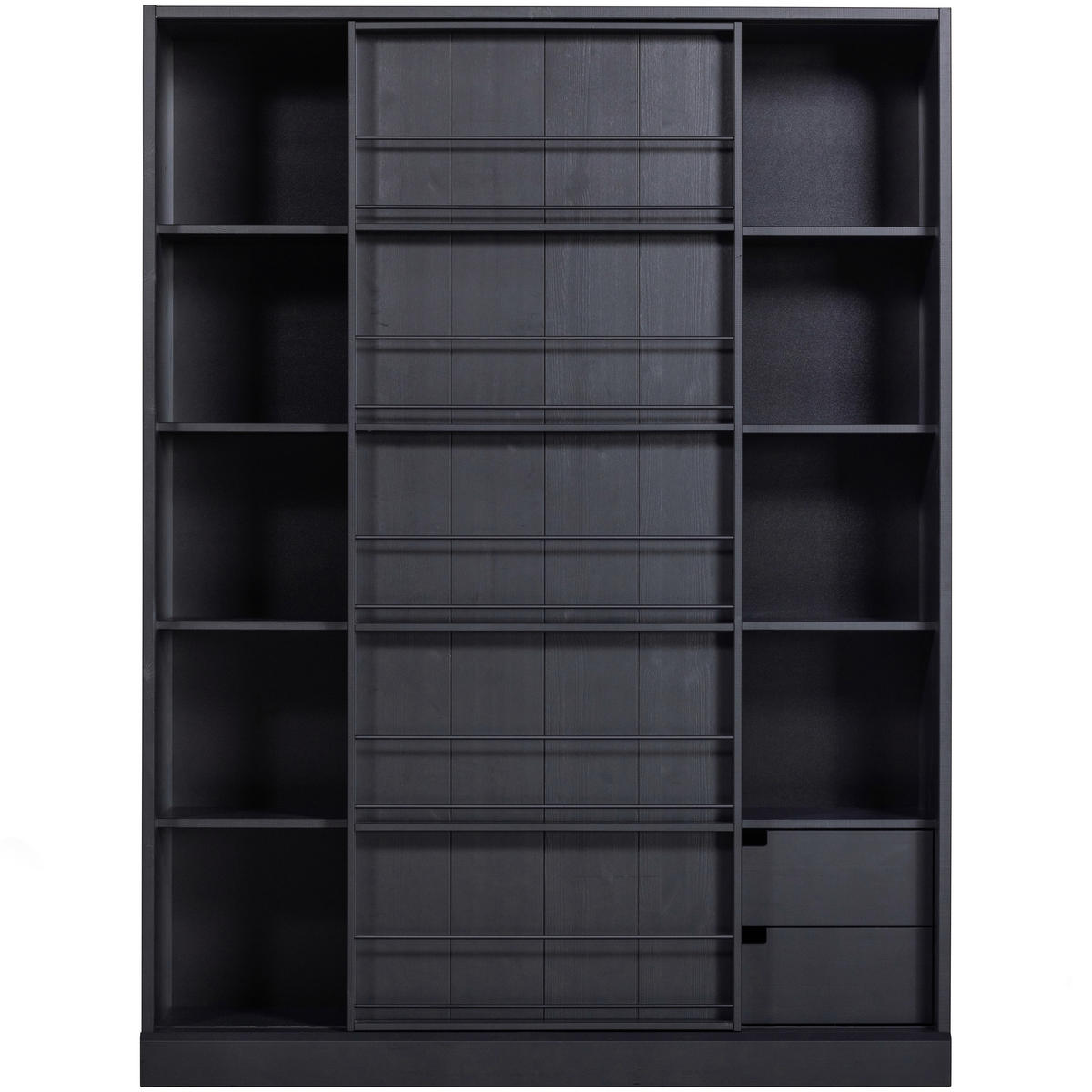 VITRINE in massiv Kiefer Schwarz  - Schwarz, Design, Holz (150/200/46,5cm) - Livetastic