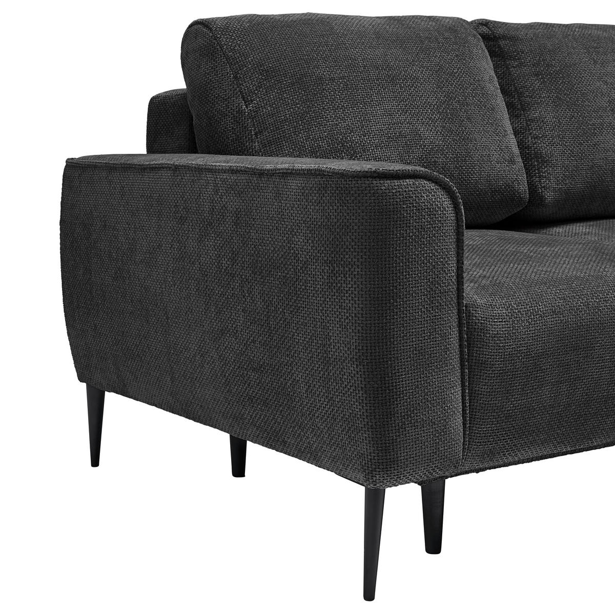 ECKSOFA in Webstoff Schwarz  - Schwarz, Modern, Textil/Metall (255/164cm) - MID.YOU