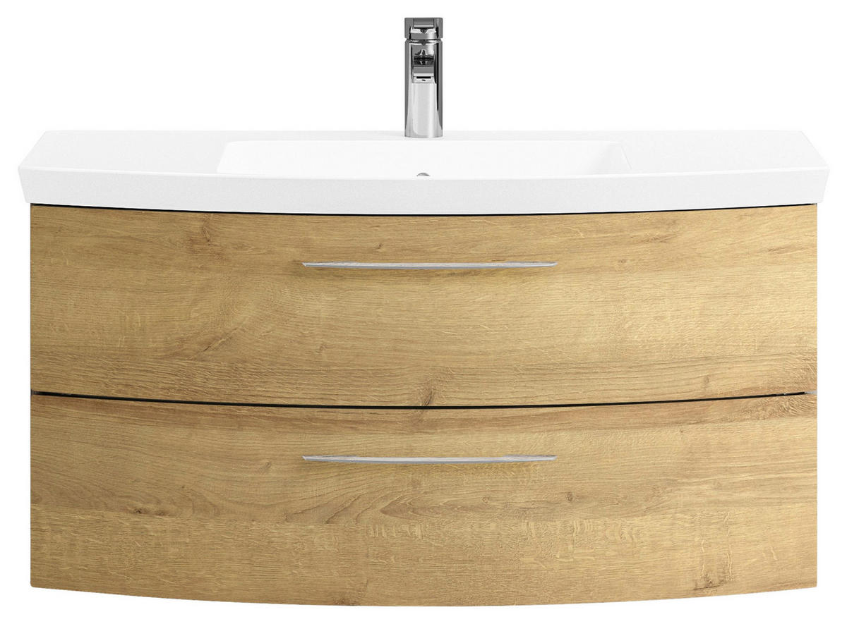 WASCHTISCHKOMBI 101 cm  - Chromfarben/Eichefarben, KONVENTIONELL, Holzwerkstoff/Stein (101cm) - Pelipal