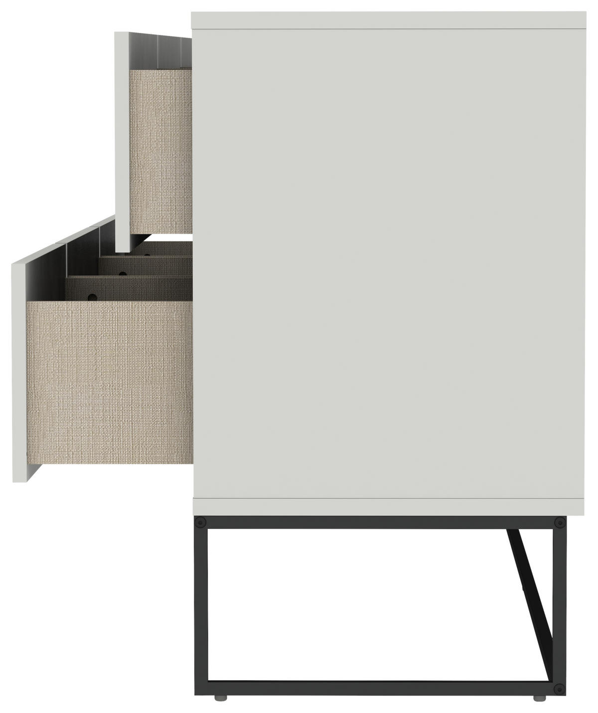 SIDEBOARD Lipp  in 176/76/43 cm  - Schwarz/Weiß, Design, Holzwerkstoff/Metall (176/76/43cm)