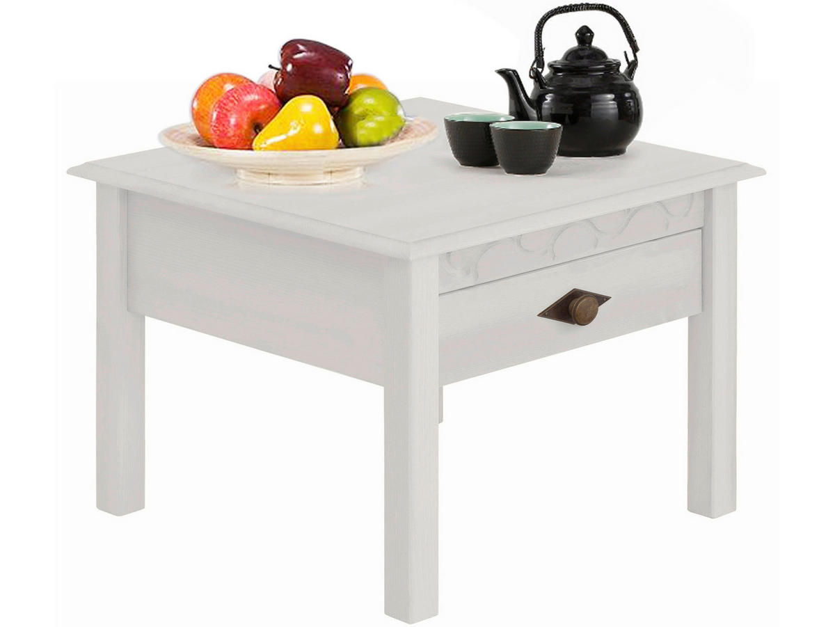 COUCHTISCH LYON Kiefer 60/60/42 cm quadratisch Weiß  - Messingfarben/Weiß, Design, Holz/Metall (60/60/42cm) - Livetastic