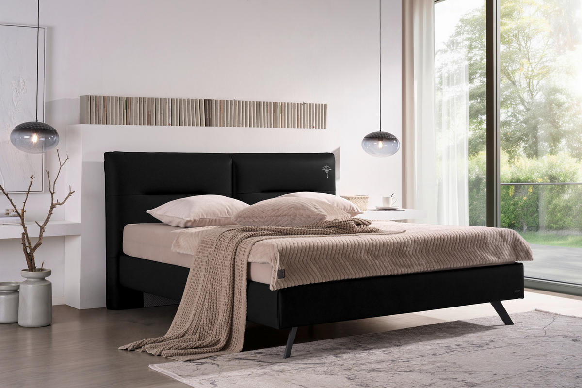 POLSTERBETT Schwarz 180/200 cm  - Schwarz, Design, Textil/Metall (180/200cm) - Joop!