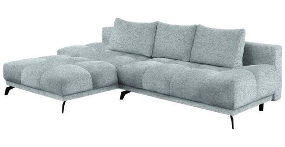 ECKSOFA in Chenille Türkis  - Türkis/Schwarz, MODERN, Textil/Metall (182/290cm) - Hom`in