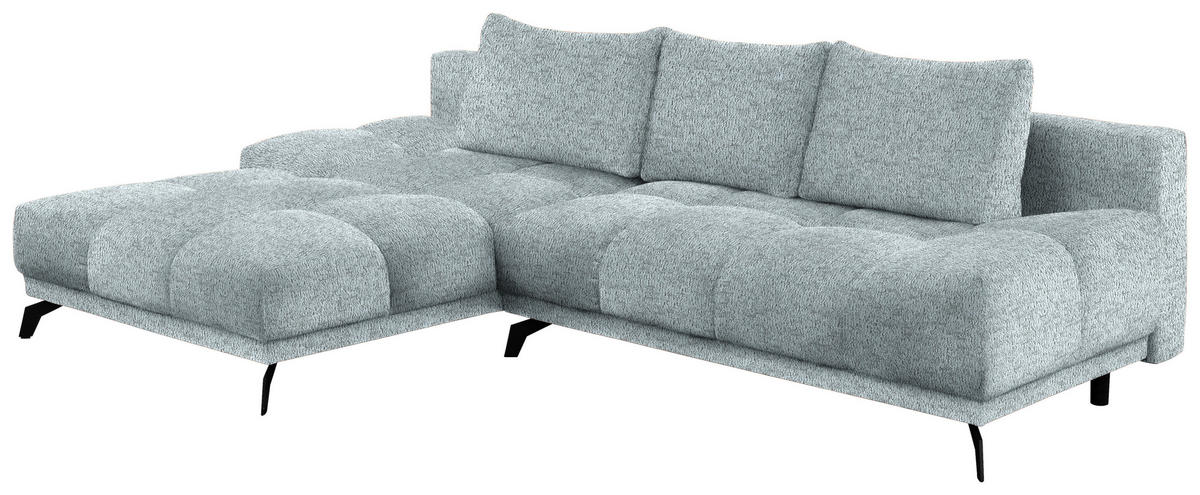 ECKSOFA Türkis Chenille  - Türkis/Schwarz, MODERN, Textil/Metall (182/290cm) - Hom`in
