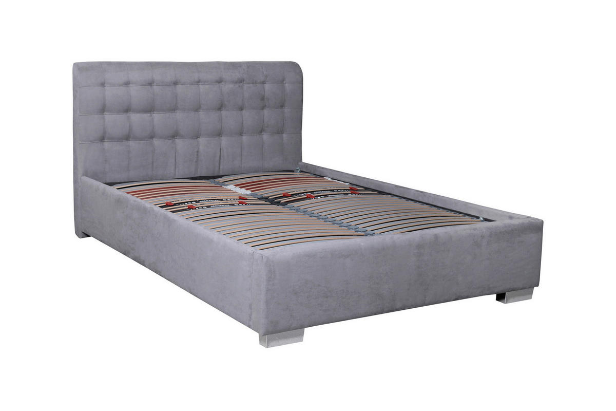 Pat Tapițat 180x200 Cm, 180/200 cm, gri - culoare crom/gri, Basics, plastic/lemn (180/200cm) - Carryhome