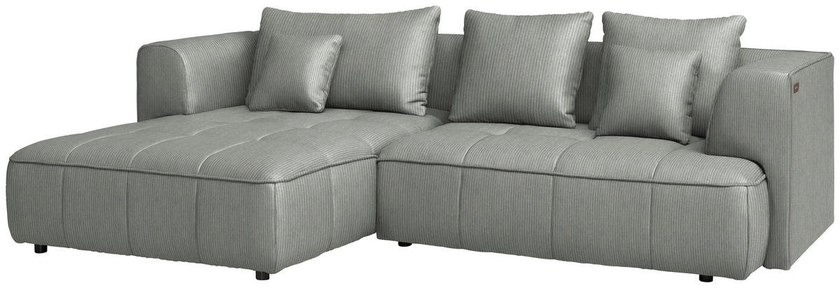 ECKSOFA Feincord Grau  - Schwarz/Grau, Design, Kunststoff/Textil (188/288cm) - Welnova