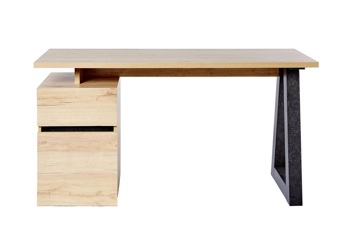 SCHREIBTISCH 140/55/76 cm  in Grau, Eichefarben  - Eichefarben/Grau, Design, Holzwerkstoff/Metall (140/55/76cm)
