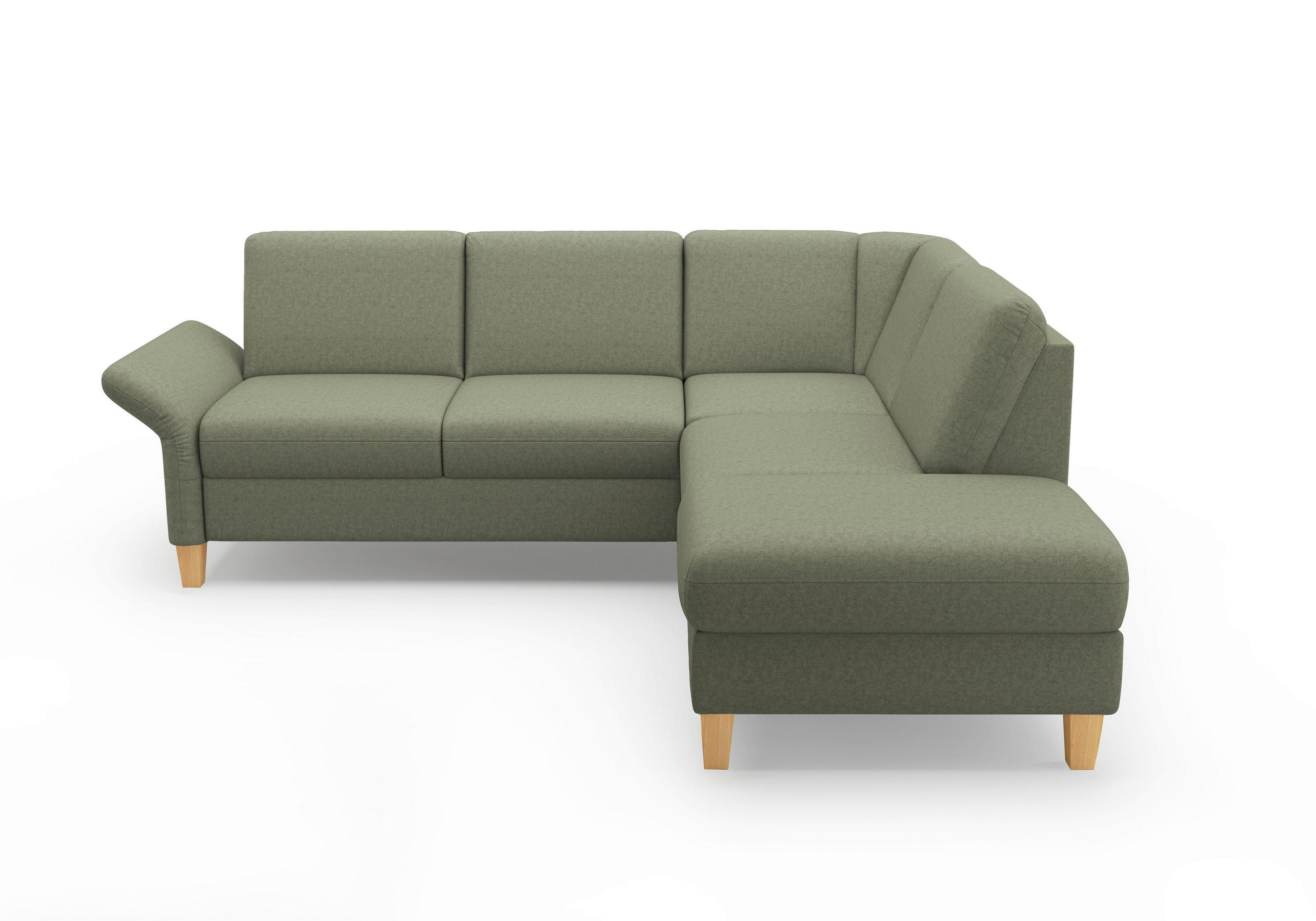 ECKSOFA ROCHELLE E Olivgrün Flachgewebe  - Eichefarben/Olivgrün, KONVENTIONELL, Holz/Textil (240/216cm) - Sit & More