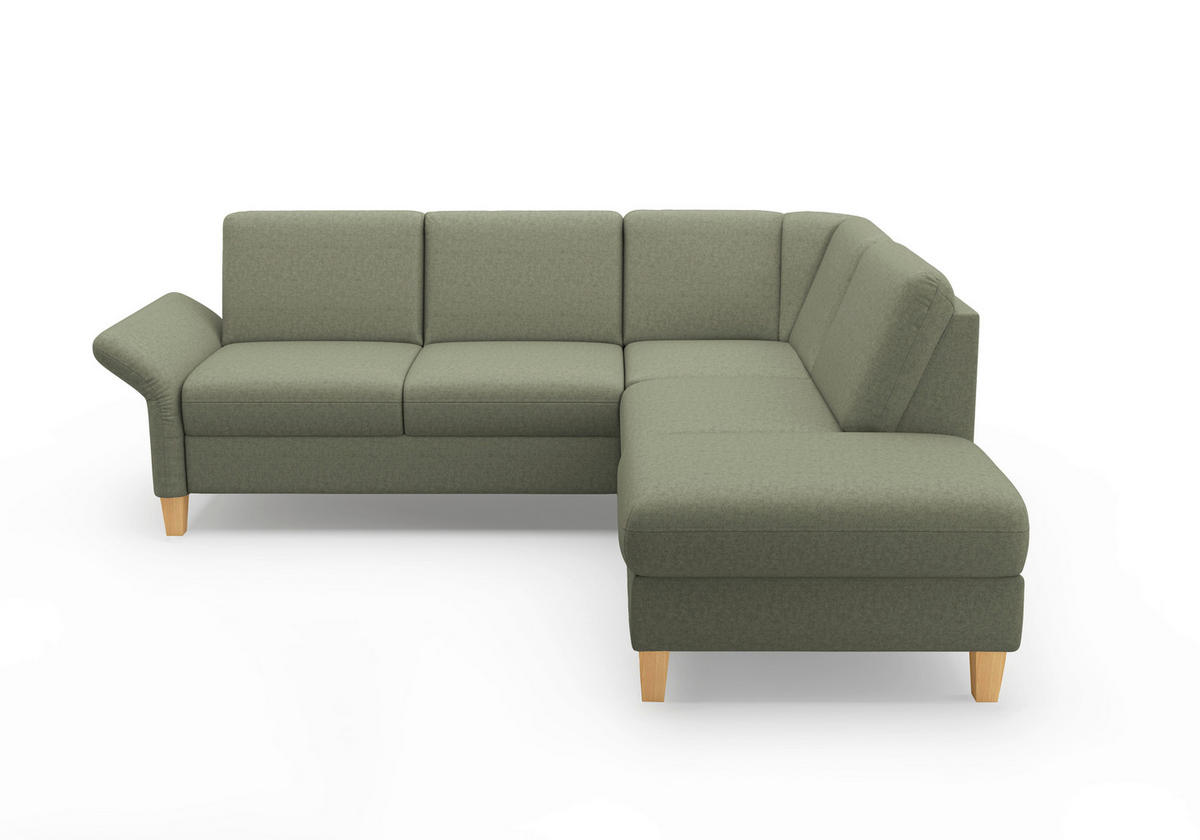 ECKSOFA ROCHELLE E Olivgrün Flachgewebe  - Eichefarben/Olivgrün, KONVENTIONELL, Holz/Textil (240/216cm) - Sit & More