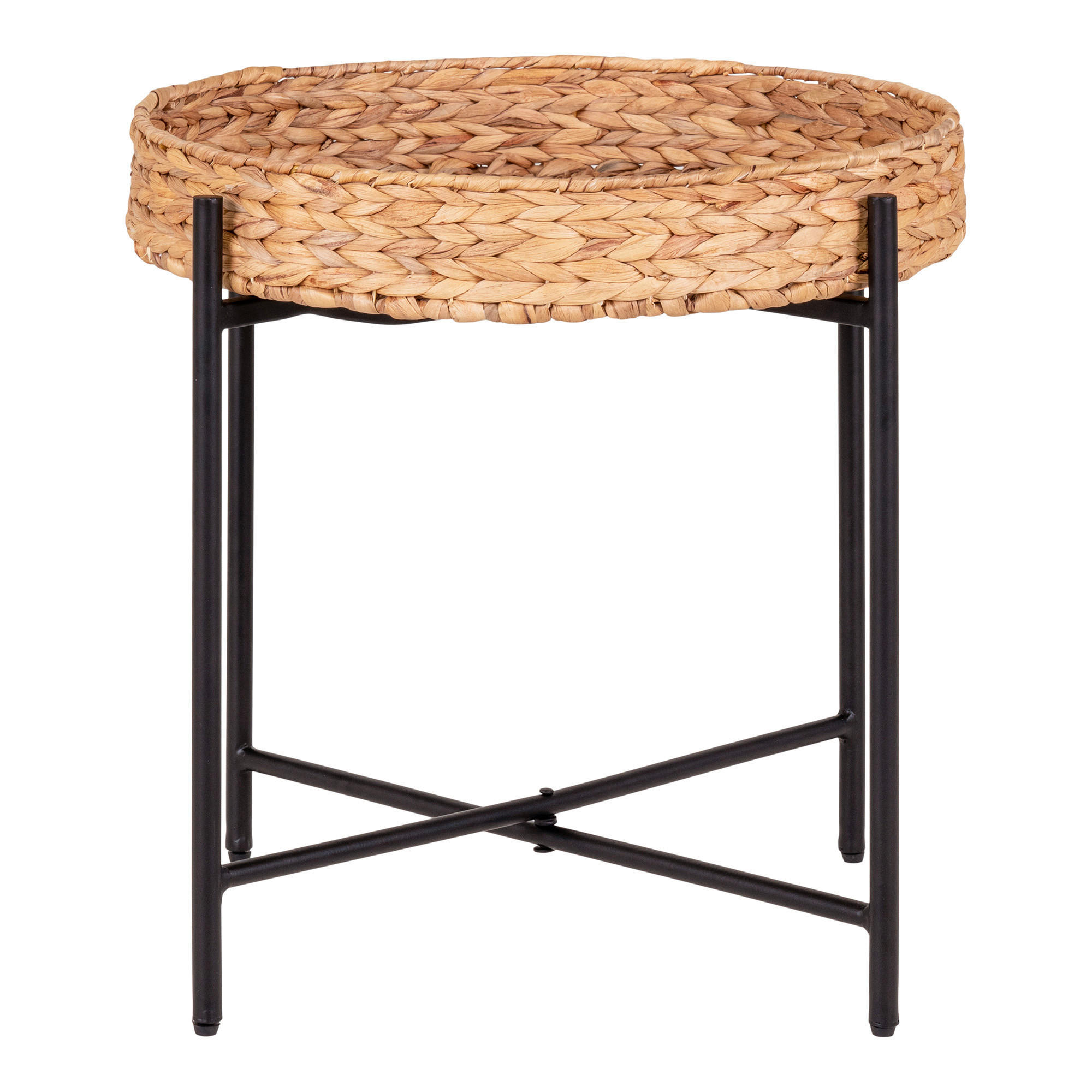 SIDOBORD i metall, naturmaterial  - brun/svart, Design, metall/naturmaterial (50/48.5/50cm)