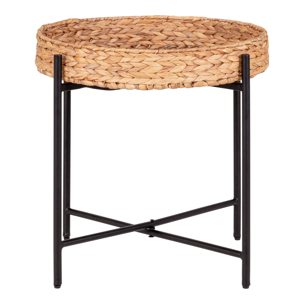 BEISTELLTISCH in Metall, Naturmaterialien  - Schwarz/Braun, Design, Naturmaterialien/Metall (50/48.5/50cm)