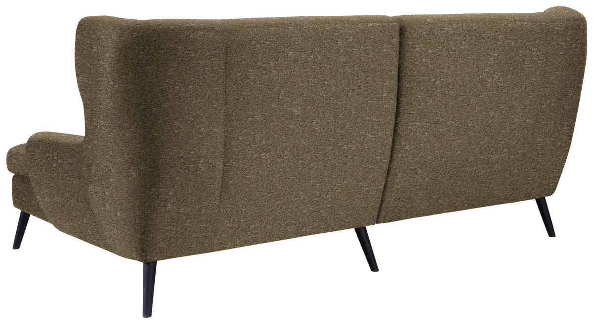 ECKSOFA in Flachgewebe Olivgrün  - Schwarz/Olivgrün, Design, Holz/Textil (237/165cm) - Stylife