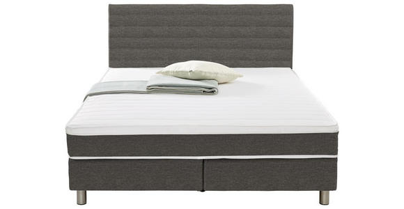 BOXSPRINGBETT 160/200 cm  in Dunkelgrau  - Dunkelgrau, Design, Textil/Metall (160/200cm) - Carryhome