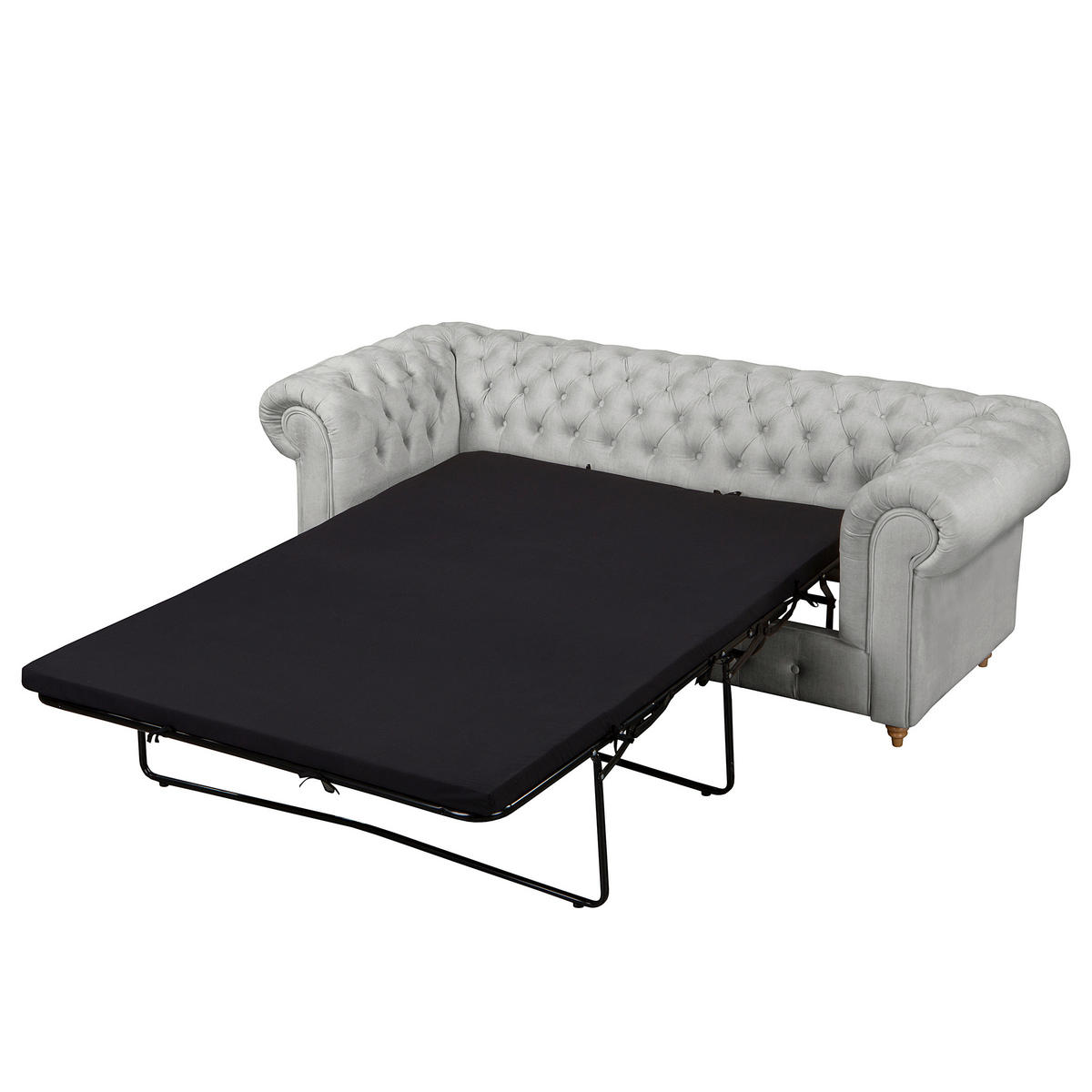 SCHLAFSOFA Mikrofaser Hellgrau Armteil links, Armteil rechts  - Hellgrau/Braun, Design, Holz/Textil (218/74/91cm) - P & B