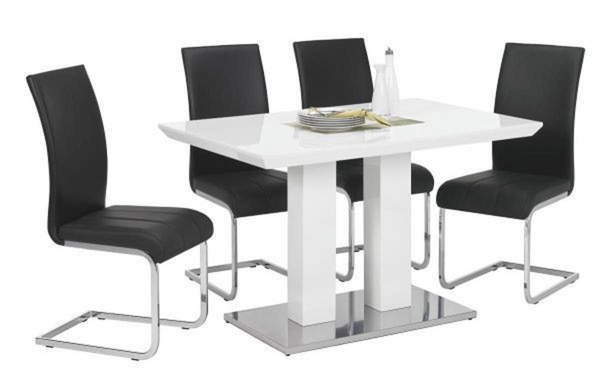 MASĂ din metal, material pe bază de lemn 120/80/76 cm   - alb/culoare inox, Design, metal/material pe bază de lemn (120/80/76cm) - Xora