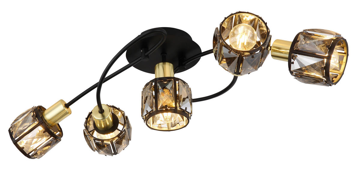 PLAFONIERĂ - auriu/negru, Basics, sticlă/metal (61,4/36/21cm) - Globo