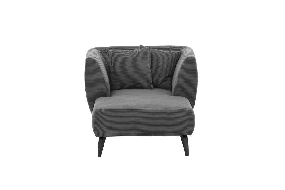 XXL-SESSEL in Cord Grau  - Schwarz/Grau, Modern, Holz/Textil (108/84/155cm) - MID.YOU