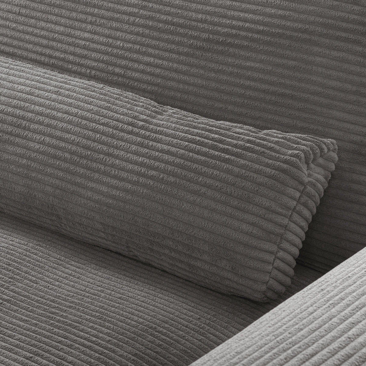 ECKSOFA Grau Cord Nierenkissen, Rückenkissen  - Schwarz/Grau, Design, Textil/Metall (172/313cm) - P & B
