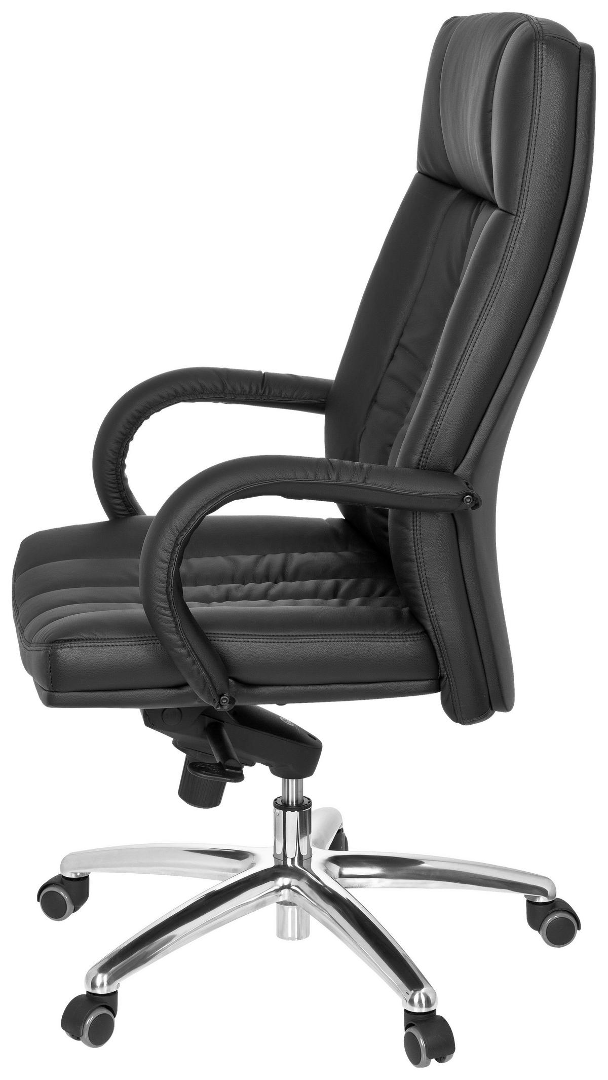 CHEFSESSEL Lederlook Schwarz  - Silberfarben/Schwarz, Basics, Kunststoff/Textil (62/129/50cm) - MID.YOU