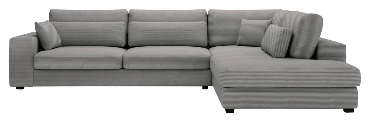 ECKSOFA in Cord Grau  - Schwarz/Grau, Konventionell, Kunststoff/Textil (314/250cm) - Carryhome