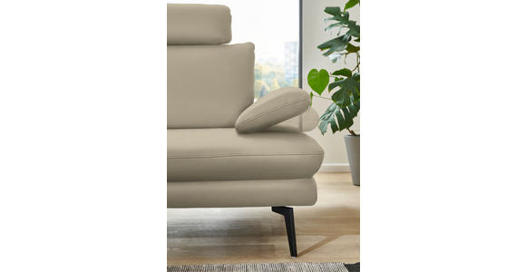 ECKSOFA in Echtleder Creme, Naturfarben 180/310 cm - Creme/Schwarz, Design, Leder/Metall (180/310cm) - Dieter Knoll